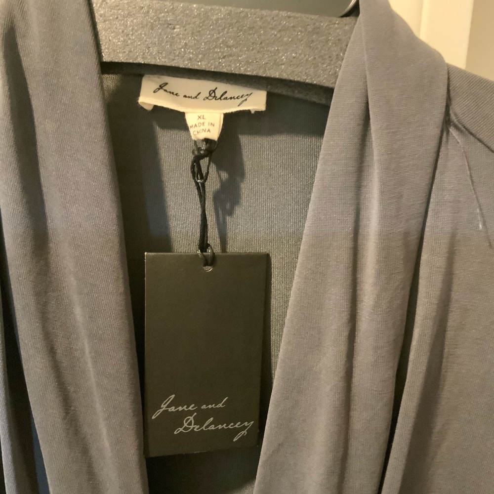 Grey open front blouse